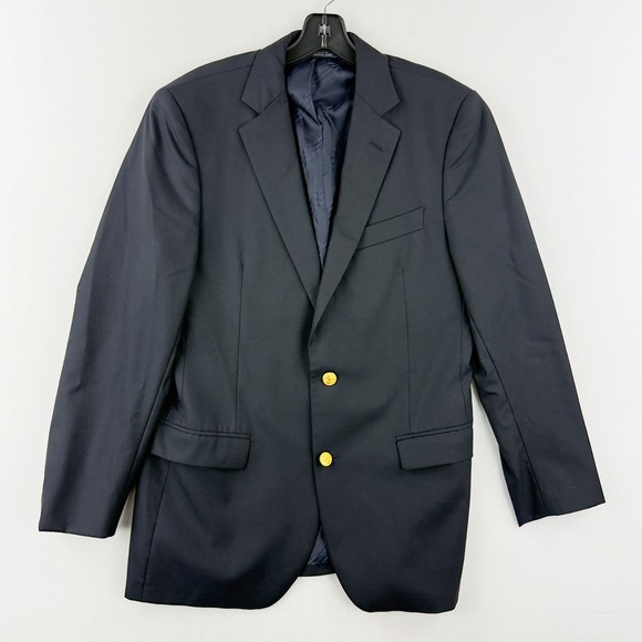 BROOKS BROTHERS 1818 Fitzgerald Size 38 Black Loro Piana Buttons Sport Jacket - Picture 1 of 9
